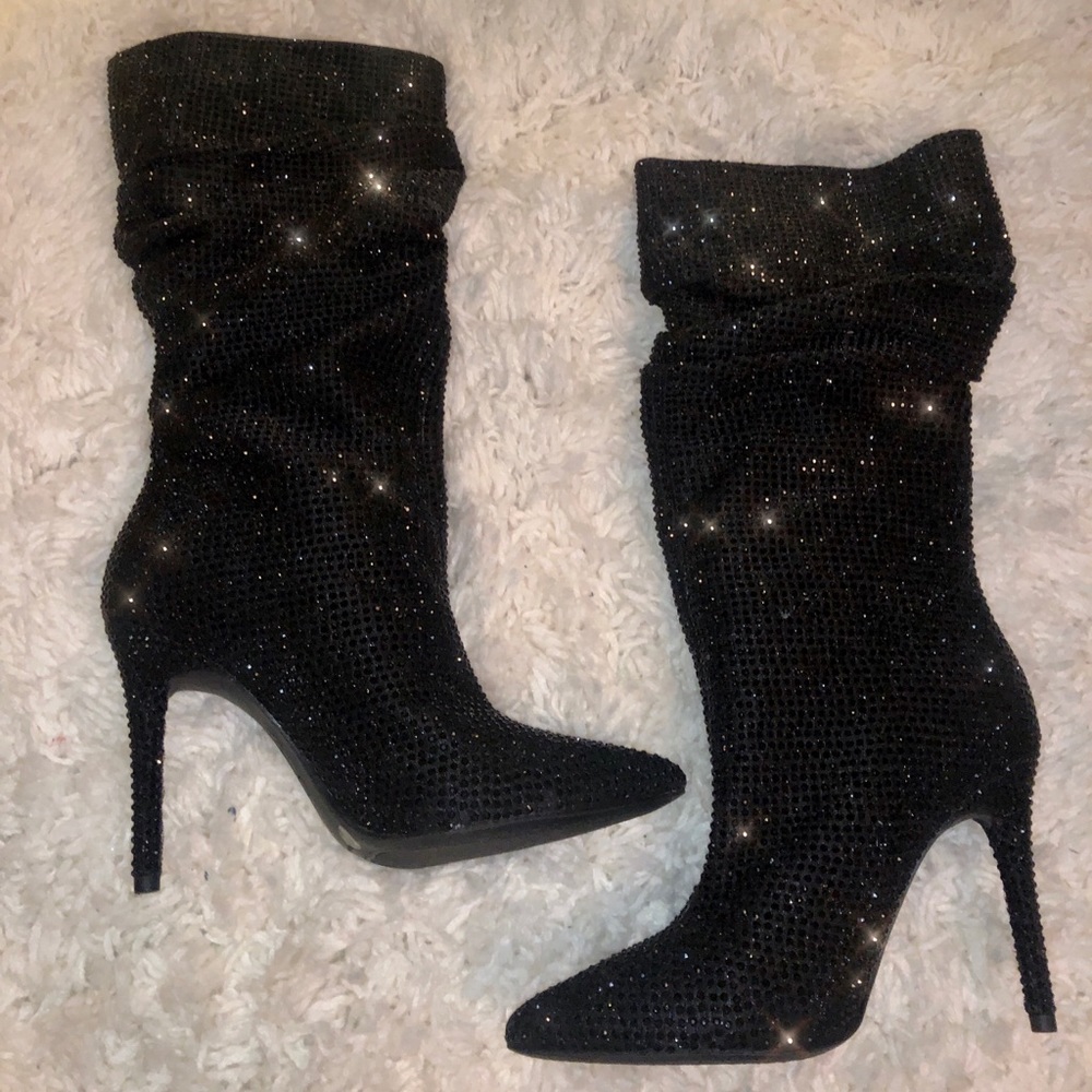 Jessica Simpson Black Rhinestone Layzer Boots